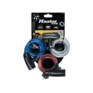 Σετ 3 κλειδαριές ποδηλάτου συρματόσχοινο με ίδιο κλειδί 180cm σε διάφορα χρώματα, MASTERLOCK